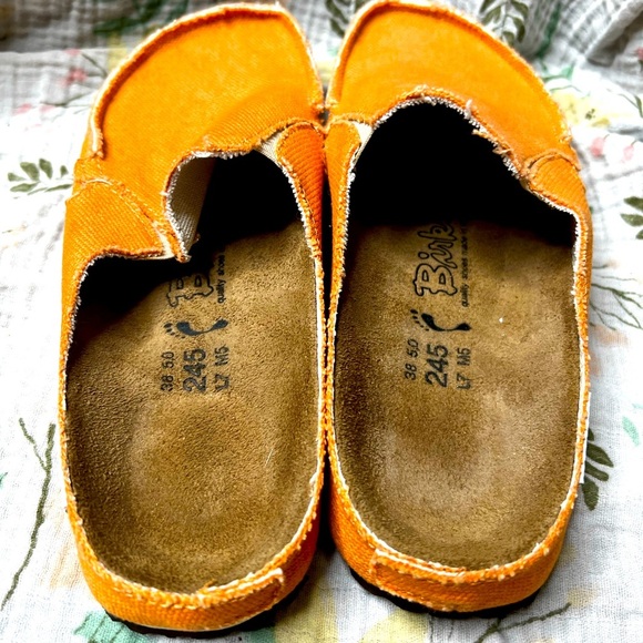 Birkenstock Birkis Classic Skipper Textile Orange Slip On Clogs - Picture 2 of 6